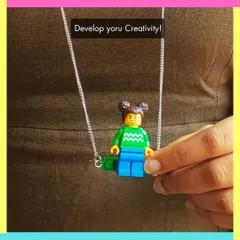 Develop your creativity by designing unique pieces, like this necklace featuring a mini-figure.