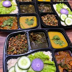 These are my classic NCF thalis, packed with home-style food. Each meal includes rice, dal, a main curry, and side dishes, giving you a complete and satisfying experience.