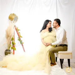 Another look at our yellow gown, this time showing how we can create different poses and intimate moments within the same setup.