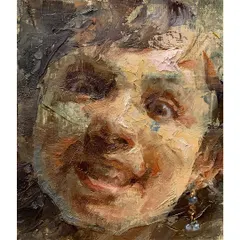 A close-up from my "Smile Spectrum" series, painted with oil on canvas. This piece uses thick, expressive impasto strokes to capture the pure, uninhibited joy in a child's smile.