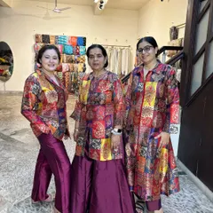 Three beautiful clients, one family, one fabric, three unique styles. I love how each outfit reflects their individual personality while still looking coordinated.