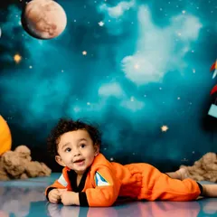 Let's bring your child's imagination to life. This astronaut-themed shoot shows how I use creative backdrops and props to build a whole new world in my studio, making your little one the star of their own cosmic adventure.