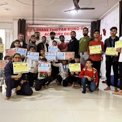Team Shane Thaitan Kung-Fu Academy Delhi. This is my team of warriors, proudly displaying their certificates of achievement after a belt test.