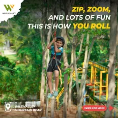 This is what pure joy looks like. Our zipline is a favorite among our young adventurers, offering a safe and thrilling flight through the trees. We ensure every child is securely harnessed for their high-flying experience.