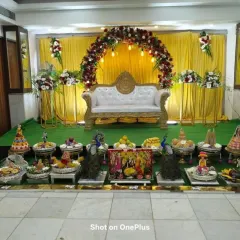 Another angle of the Seer Thattu display, showing the variety of items and decorations used. I can customize these arrangements based on your family's traditions and preferences.