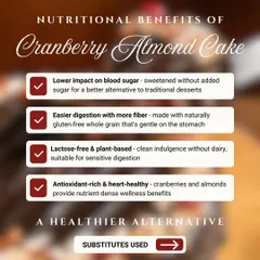 Indulgence should feel good. I designed this cake to be a healthier alternative without compromise. It has a lower impact on blood sugar because we use natural sweeteners, and the oat flour makes it high in fiber and easier to digest. It’s a plant-based, nutrient-dense dessert that truly satisfies.