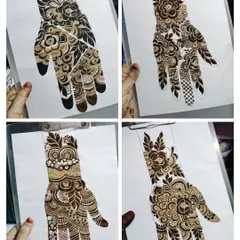 This collection of four designs highlights different approaches to bridal henna. Notice the mix of dark, bold work and delicate, intricate patterns.