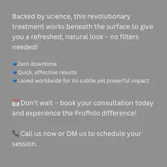 A summary of the Profhilo treatment, highlighting its zero downtime, quick effectiveness, and subtle yet powerful impact, backed by science.