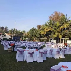 The calm before the storm. This shows the seating arrangement for a large outdoor gala, ready for guests to arrive and the party to begin. I can cater to events of any scale.