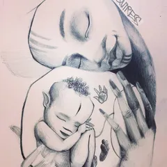 This moving artwork speaks to the healing of generational trauma. Every woman who heals herself helps heal her entire family line. Your journey of self-transformation is a powerful gift to your child.