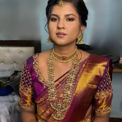 A portrait of Lekhana, looking radiant and happy on her engagement day.
