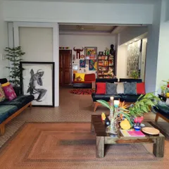 A wider view of our studio space, which is designed to be as inspiring and unconventional as the art we create. It's a collection of stories, objects, and memories that fuel our work.