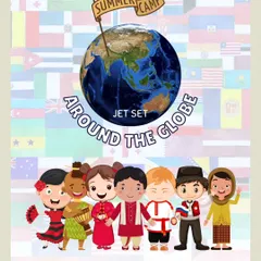 Get ready to jet set around the globe with our special themed summer camp. This graphic introduces our multicultural experience where children explore different countries each week.