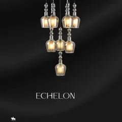 The 'Echelon' cluster pendant features bottle-shaped glass shades at varying heights. This design adds vertical interest and a touch of industrial-chic elegance, perfect for a stairwell or a room with high ceilings.