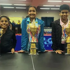 The results of dedicated training speak for themselves. We are proud to celebrate the achievements of our young paddlers, Raashi, Sharvil, and Sanvikka, showcasing their trophies after securing top positions in a recent tournament.