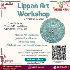 A special bonding experience for mothers and kids. Our Lippan Art Workshop, combined with guided meditation, offers a calm and creative space to learn a traditional art form together.