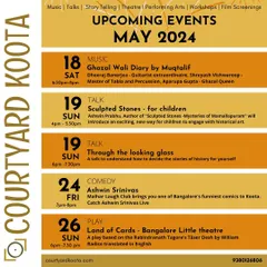 A look at our May 2024 event calendar, featuring ghazal nights, talks for children, comedy shows, and theatre productions.