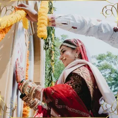 The bride performing a traditional ritual. Her serene expression and beautiful attire capture the grace of these time-honored customs.
