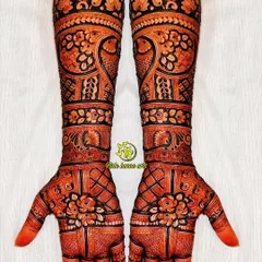 This is a basic Indian bridal design that I demonstrate for my students. It combines traditional elements like paisleys, florals, and checks into a full, beautiful composition.