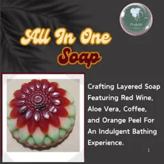 My 'All In One' soap is a perfect example of custom crafting. This layered bar features Red Wine for rejuvenation, Aloe Vera for soothing, Coffee for exfoliation, and Orange Peel for a Vitamin C boost.