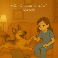 A request for a belly rub is a top-priority task that overrides everything else on your to-do list. It's one of the best parts of working from home.