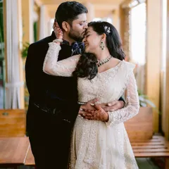 A tender kiss on the forehead. This intimate moment between Swati and Sarthak during their engagement shoot captures the love and affection that the celebration is all about.