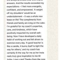 Shweta's dedication was next level. She showed up even on festival days. Her testimonial about feeling more energetic and confident is why I do what I do.
