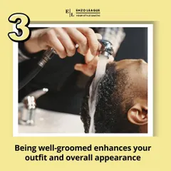 Never underestimate the power of good grooming. A neat hairstyle, clean nails, and healthy skin will enhance any outfit and are crucial for a premium overall appearance.