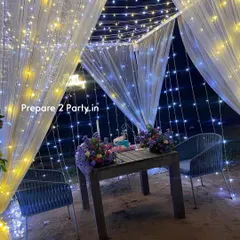 My romantic cabana setups can be customized with different lighting and floral arrangements to create your perfect intimate evening under the stars.