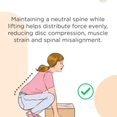 This is the correct way to lift. Maintaining a neutral spine helps distribute force evenly, reducing disc compression and muscle strain. Always engage your core and lift with your legs, not your back.