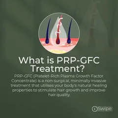 This graphic explains the science behind PRP-GFC treatment. It is a non-surgical, minimally invasive procedure that harnesses your body's own platelet-rich plasma and growth factor concentrate to stimulate hair growth and improve overall hair quality.