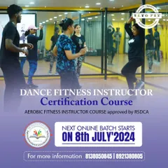 Our Dance Fitness Instructor Certification is one of our most popular programs. This image shows a live online batch in session, where we focus on practical skills and correct form to make learning effective, even from a distance.