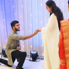A sweet proposal moment during an engagement ceremony. My services often go beyond just the dance, helping to plan these special surprises.