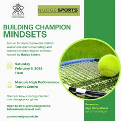 We are hosting an exclusive orientation on sports psychology and mental conditioning with Nudge Sports. Building a champion mindset is a key part of our curriculum for both players and parents.