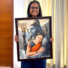 With a completed spiritual portrait of a client with Lord Shiva. These pieces are always very special to create.