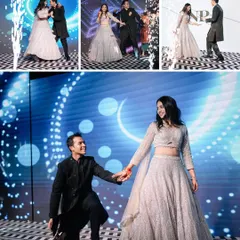 A collage of the couple's romantic dance performance, complete with cold pyro effects. We choreograph and stage these performances to tell a part of their love story.