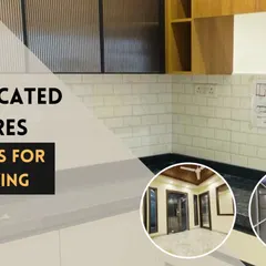 Prefabricated structures offer huge advantages for modern living and working. This image shows a kitchen and interior hallway from one of my prefab projects, demonstrating the high-quality finish that is possible with this construction method.