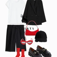 A glimpse into the digital lookbooks I create. I show you how to build a complete, chic outfit with a classic black and white base, adding a pop of red with accessories for a playful, confident look.