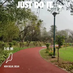 This image shows one of our 5.46-mile running routes through a park in New Delhi. We mix up our locations and distances to keep training interesting and effective.