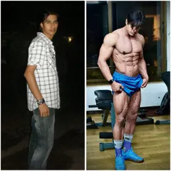 Behind all the muscle is just a little kid who didn't want to feel weak ever again. This before and after shows the physical transformation fueled by a deep internal drive.