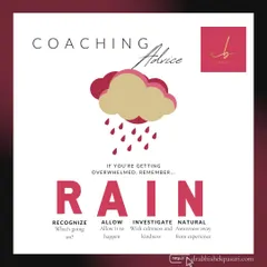 When you feel overwhelmed, the RAIN technique is a simple mindfulness tool to find calm. This infographic breaks down the four steps: Recognize, Allow, Investigate, and Natural. It's a practical method I share with clients to help them manage difficult emotions without judgment.