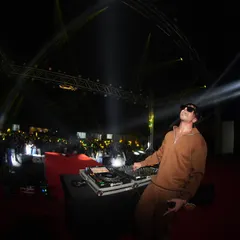 A wide-angle shot from the console during my set in Goa. The scale of the stage and the crowd shows the kind of large-scale events I handle, delivering a festival-level experience.