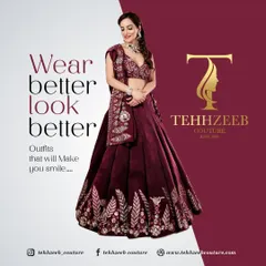 This deep wine-colored lehenga is a perfect example of timeless elegance. The rich fabric is enhanced with detailed embroidery along the border and on the blouse, making it an ideal choice for a bride or for attending a grand wedding reception.