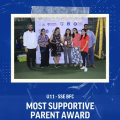 We believe in recognizing the support system behind our players. Here, we present the 'Most Supportive Parent Award' to our U11 SSE BFC parents at our Champions League tournament.