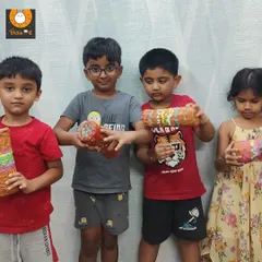 Our little artists proudly holding the rain sticks they made. Inspired by Aboriginal culture, these instruments mimic the sound of rain and were a blast to create and decorate.