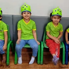 A group of happy little aliens. We love to incorporate fun themes and costumes into our activities to spark imagination and bring out the smiles.