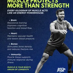 Muscle protects more than just your strength. It acts as an energy powerhouse for your brain, heart, bones, and immune system. I train clients to build muscle as their body's organ of longevity.