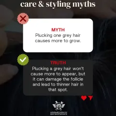Myth busted: Plucking one grey hair will not cause more to grow. However, it can damage the follicle and lead to thinner hair in that spot, so it's best to leave it alone or get it professionally colored.