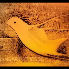 A variation of my 'Flying High' sand painting. The warm, orange tones and simple form of the bird evoke a sense of peace and harmony with nature.