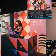A collage showing me on the decks and interacting with guests at the Sephora launch. Corporate events require a specific vibe, and I tailor my set to match the brand's atmosphere.